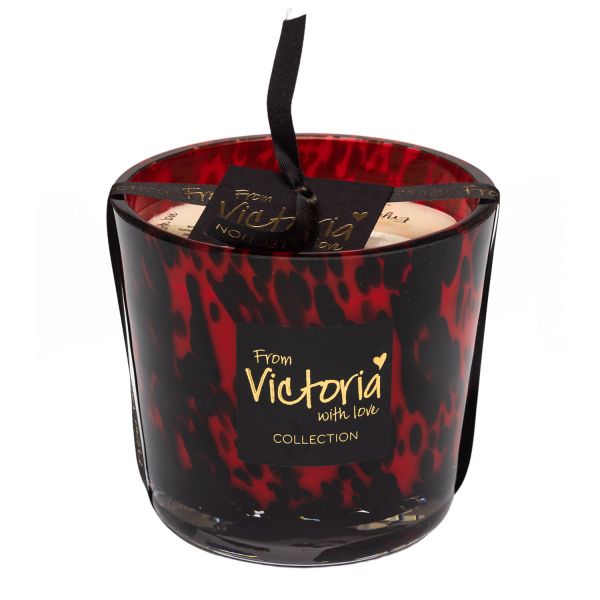 Свеча ароматическая Victoria with Love Dots red 400гр, выдувное стекло