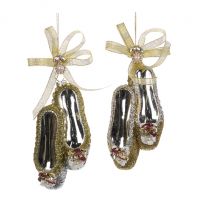 GLSS BALLET SLIPPERS ASS/2 GLD 14CM Украшения стеклянные золотые балетки 14 см (2 пары набор)