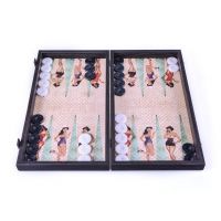 BACKGAMMONНарды, 48x26 см, дерево, печатный рисунок Девушки ручная работа
