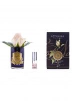 Бутон розы диффузор ROSE BUD white peach , коралловый, черная ваза, 1 спрей 5л ВхШхД 13,5х8х
