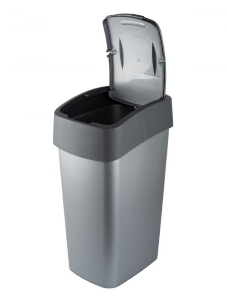 Контейнер для мусора FLIP BIN серебристый/графитовый 45л CURVER