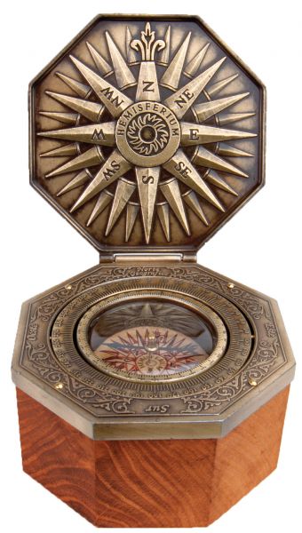 Морской компас Hemisferium Cardan compass 10x5.8 см, бронза
