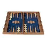 BACKGAMMONНарды с боковыми стойками, 48х30см, американский орех, голубой, рисунок орех+дуб