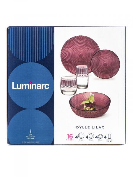 Набор столовый ИДИЛЛИЯ ЛИЛАК 16пр со стаканами ЛИНИИ ЛИЛАК 330мл LUMINARC