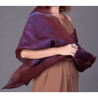 SILK Шаль , оранжево-синяя с кругами, 45/210 шелк