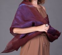 SILK Шаль , оранжево-синяя с кругами, 45/210 шелк