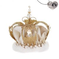 Верхушка корона кремовая с золотом 16 см