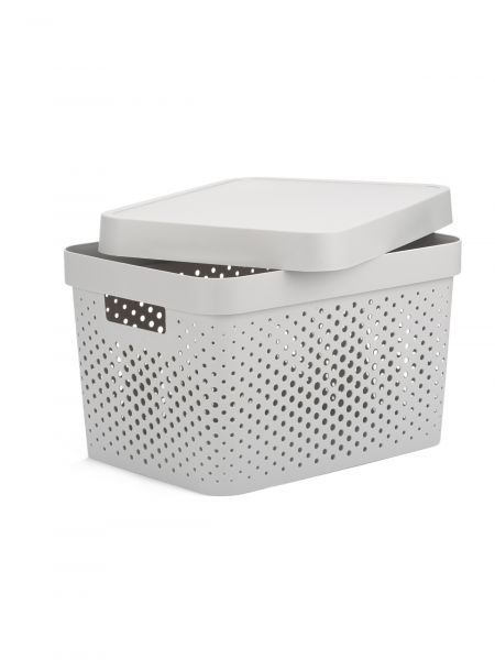 Коробка INFINITY перфорированная с крышкой 17л серая CURVER