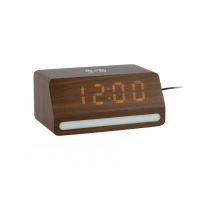 Часы-будильник 14.8х7х4.2 см, длина провода 1м бамбук, USB адаптер включен, батарейки 4х ААА (не входит в комплект) Present Time