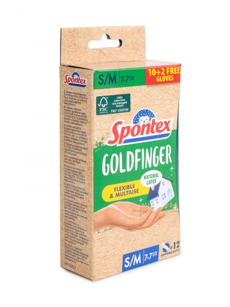 Перчатки одноразовые GOLDFINGER S/M 10+2шт SPONTEX