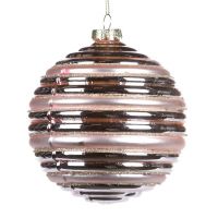Шар с поперечными кольцами розовый 10 см, стекло