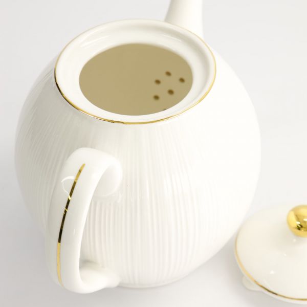 Чайник Nippon White Gold 24x16.5 см, 1300 мл, рисунок Lines, фарфор TOKYO DESIGN
