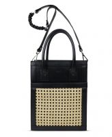 Сумка VIENNA SHOPPER MEDIUM черная телячья кожа, декор из соломки 25 х 32 х 7.5 см