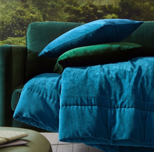 Покрывало BYZANCE BLEU PAON синий 240/260 верх хлопок вельвет, низ хлопок