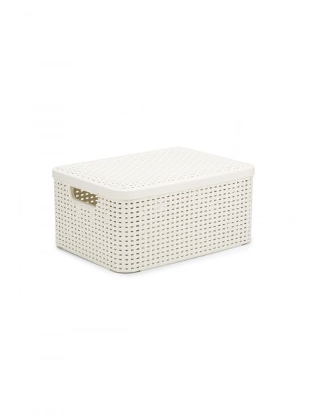 Корзина RATTAN STYLE BOX M + крышка кремовая CURVER