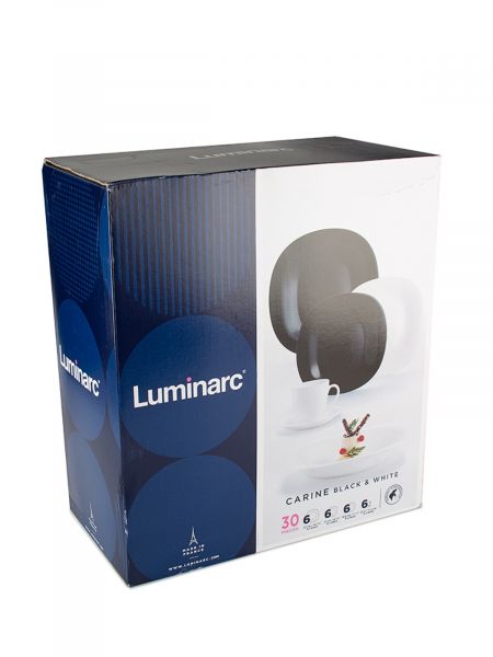 Набор столовый КАРИН ЧЕРНО-БЕЛЫЙ 30пр LUMINARC