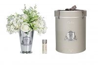 Grand Summer Posy WhiteДиффузор букет розы с гортензиями, ,белый, серебряная ваза, металл, с