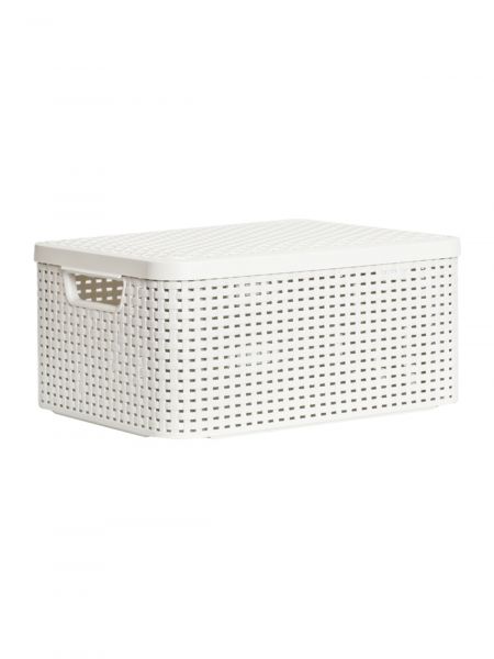 Корзина RATTAN STYLE BOX M + крышка кремовая CURVER