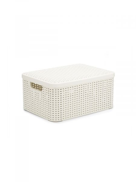 Корзина RATTAN STYLE BOX M + крышка кремовая CURVER