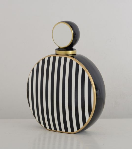 PERFUMEВаза с крышкой, черно-белый, 25x11x33h, керамика
