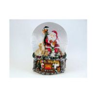 Музыкальная шкатулка Musicbox Санта с собакой и разными животными под фонарем, играет рождественску