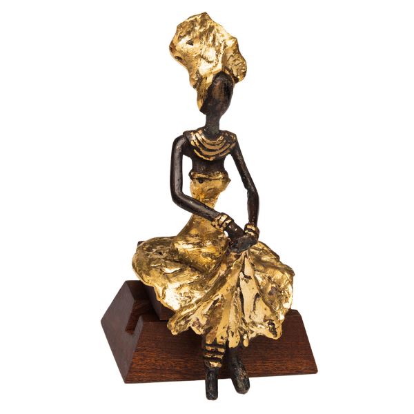 Скульптура сидящая женская фигура, бронза, 15 см