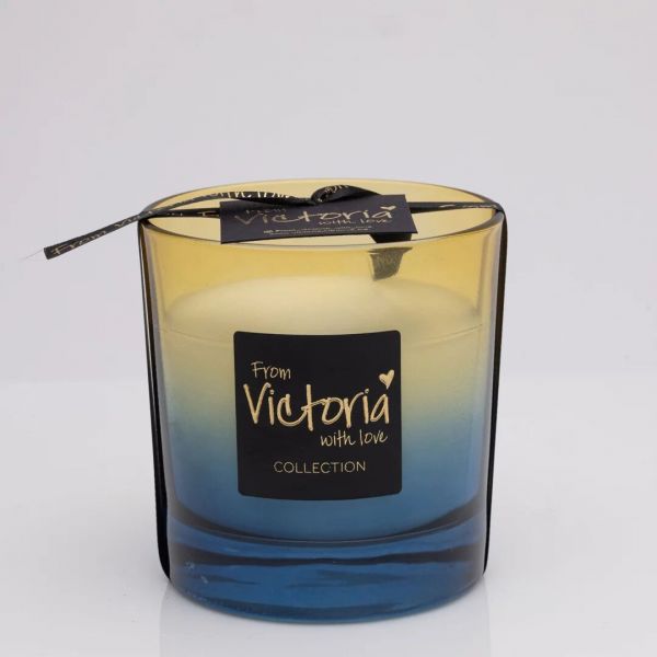 Свеча ароматическая Victoria with Love Fade blue 400гр, выдувное стекло