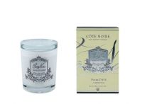 Свеча POIRE D'ETE 450 гр , белый стаканчик, серебряный декор, время горения 100