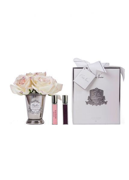 SEVEN ROSE Pink blush Букет роз цвет бледно розовый , ваза металл, 2 спрея ВхШхД 21х17х17 см