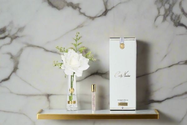 Диффузор Cote Noire SUMMER ROSE GOLD WHITE роза, белый, золотой декор, спрей 15 мл
