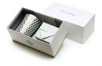 TOMETO GRIS PLATINE Свеча парфюмированная, лиможский фарфор с платиновым декором, серый, 200 г, пода