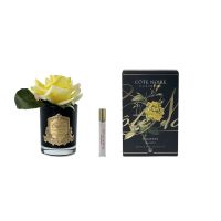 Роза-диффузор FRENCH ROSE YELLOW желтый черная ваза, 1 спрей 10 мл