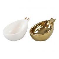 Набор из 2 блюд BUNNY 11.5x7x5 см, фарфор, белый/золотистый, Hoff Interieur