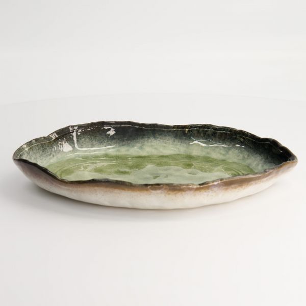 Тарелка Yamasaku Green Oblong 25.8x18.4x3.6 см, керамика TOKYO DESIGN