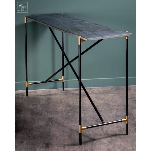 Console black marble Консольный столик 138х38 Н77 см, металл, мрамор