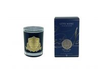 EAU DE VIE Свеча 185 гр, черный стаканчик, золотой декор, ВхШхД 13,5х8х8 см соевый воск, время гор