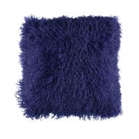 Tibetan Navy BlueПодушка синяя мех тибетской козы 40x40, длина 10-15 см