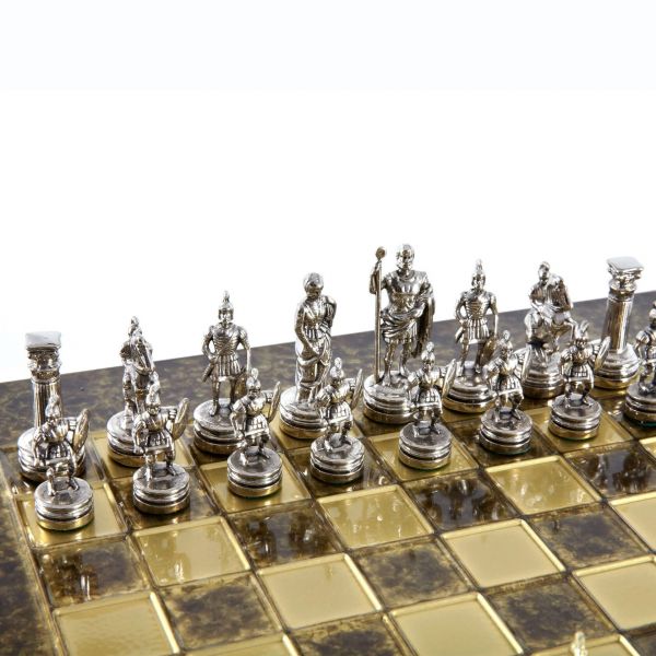 Greek Roman Metal Chess Шахматы, фигуры греко-римский период, золото с серебром, коричневый, 28х28
