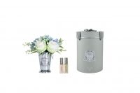 Summer Posy BlueДиффузор букет розы с гортензиями, ,бело-голубой, серебряная ваза, металл, спрей 10