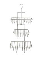 Полка для душа 3-х ярусная MILANO с крючками (навесная на кран/душ) WENKO