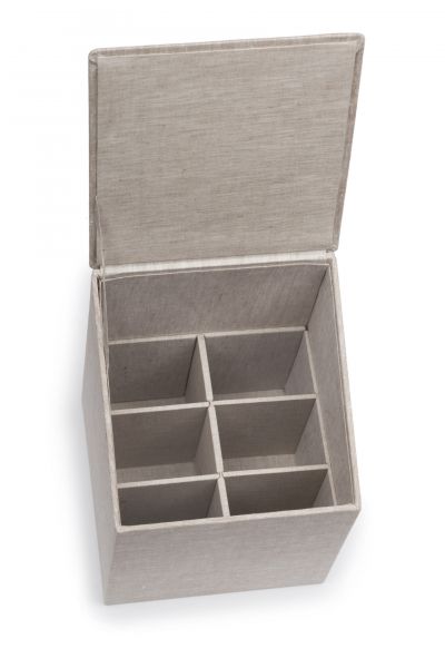 CUTLERY BOX Коробка для столовых приборов, 20/20/H.30, картон, лен с вышивкой