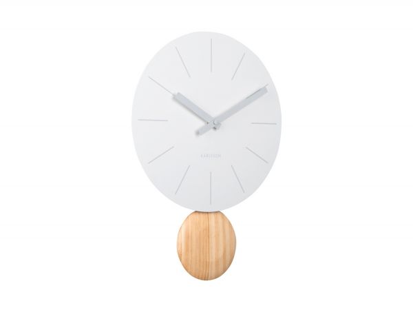 Часы настенные Karlsson ARLO PENDULUM с маятником, белый, сталь, 30х41х1.5 см, бесшумный механизм, батарейка 1x AA (не входит в комплект) Present Time

