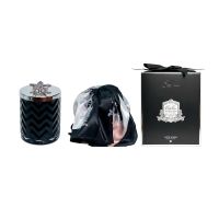 Свеча большая Black&Silver, черный с серебром, крышка с брошкой цветок, платок, 600 гр,