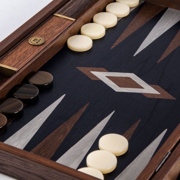 BACKGAMMON Нарды с боковыми стойками, 48x30 см, рисунок венге + дуб, ручная работа,