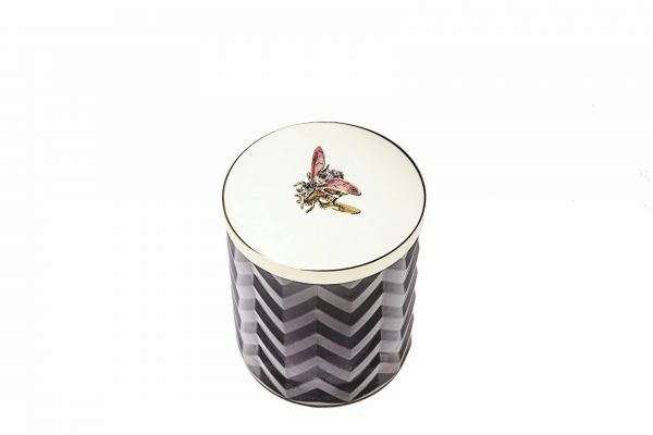 HERRINGBONE Свеча большая, черный, 600 гр, соевый воск, платок, время горения 100 ч