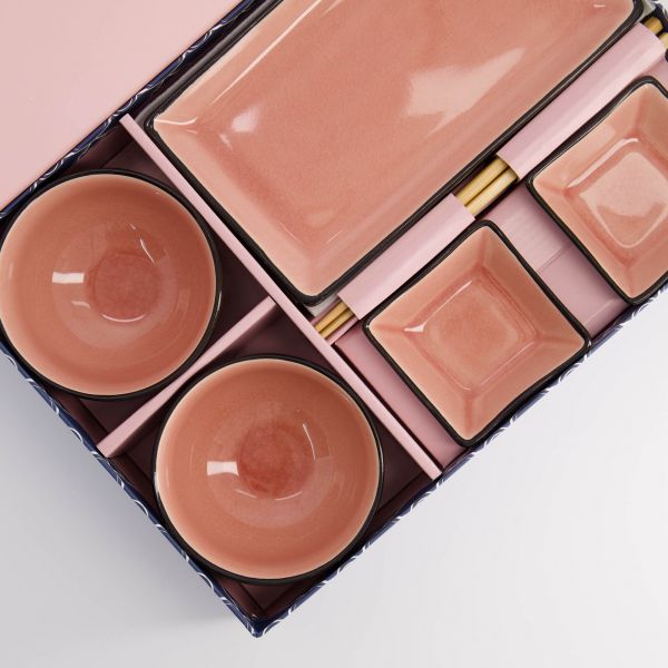 Подарочный набор Glassy Pink 8 предметов, фарфор TOKYO DESIGN

