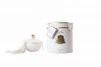 White Round Art Deco Свеча 300 гр, кисточка ароматизированная, спрей 5 мл для кисточки, соевый воск