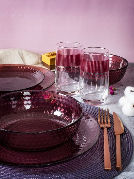 Набор столовый ИДИЛЛИЯ ЛИЛАК 16пр со стаканами ЛИНИИ ЛИЛАК 330мл LUMINARC