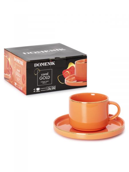 Чайная пара CORAL GOLD 200мл DOMENIK