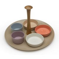 TAPAS SET Набор для закусок, включая 5 тарелок, фарфор, дерево орех